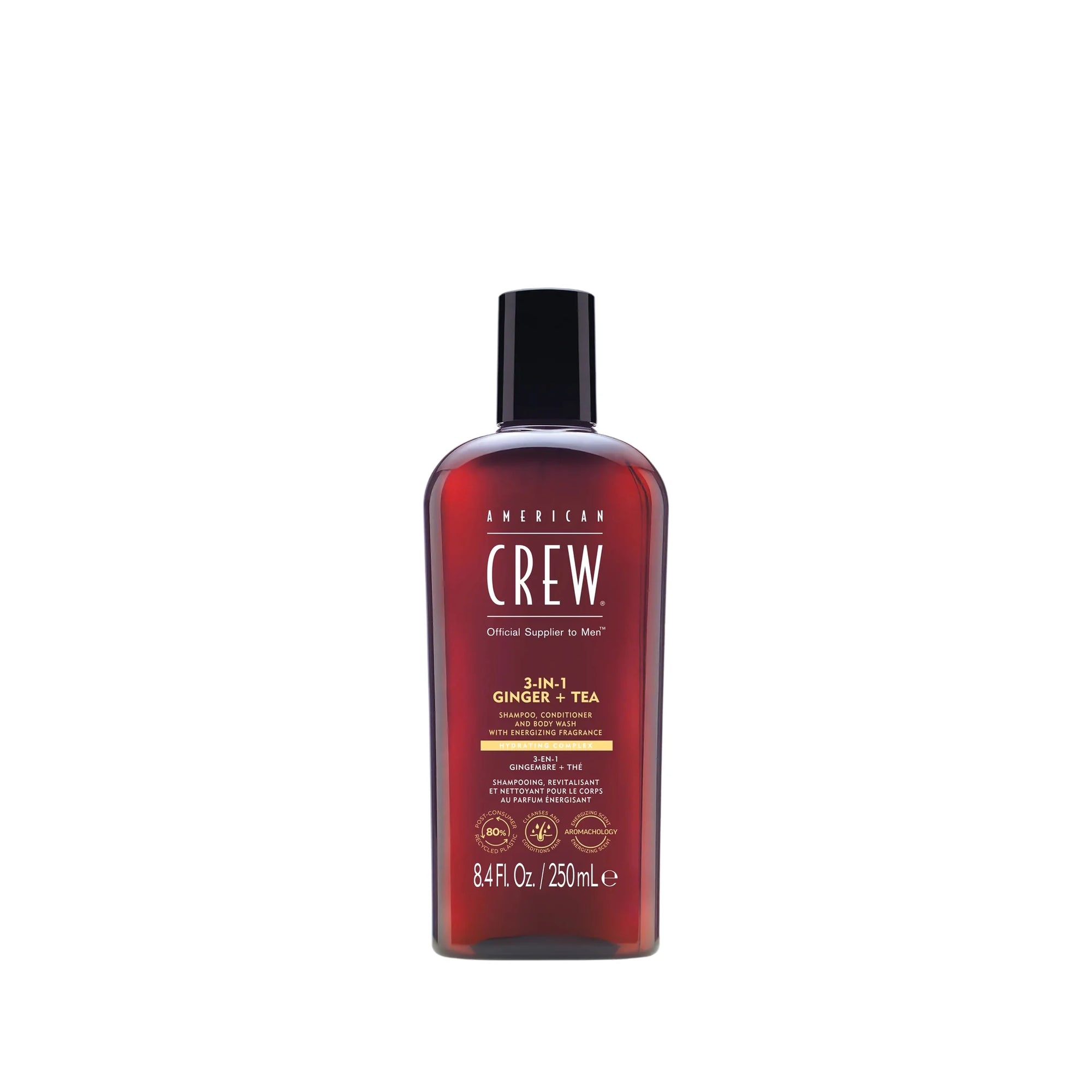 American Crew 3-in-1 Ginger + Tea 250ml, energizing one-step wash for men in Cyprus at WOOP