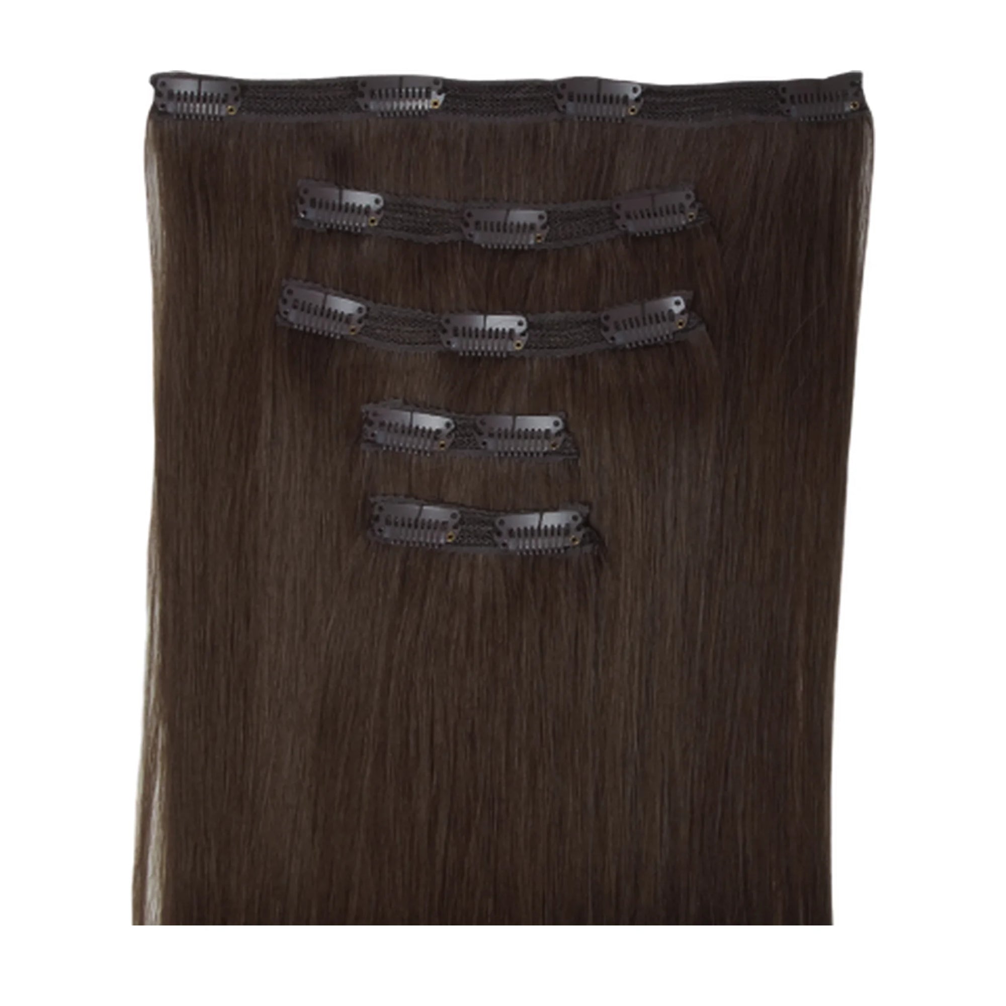 ENVY Clip-In Extension Coffee Bean, 5-piece premium remy human hair set for instant length in Cyprus at WOOP