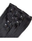 ENVY Clip-In Extension Dark Night, side view showing clip placement and hair length