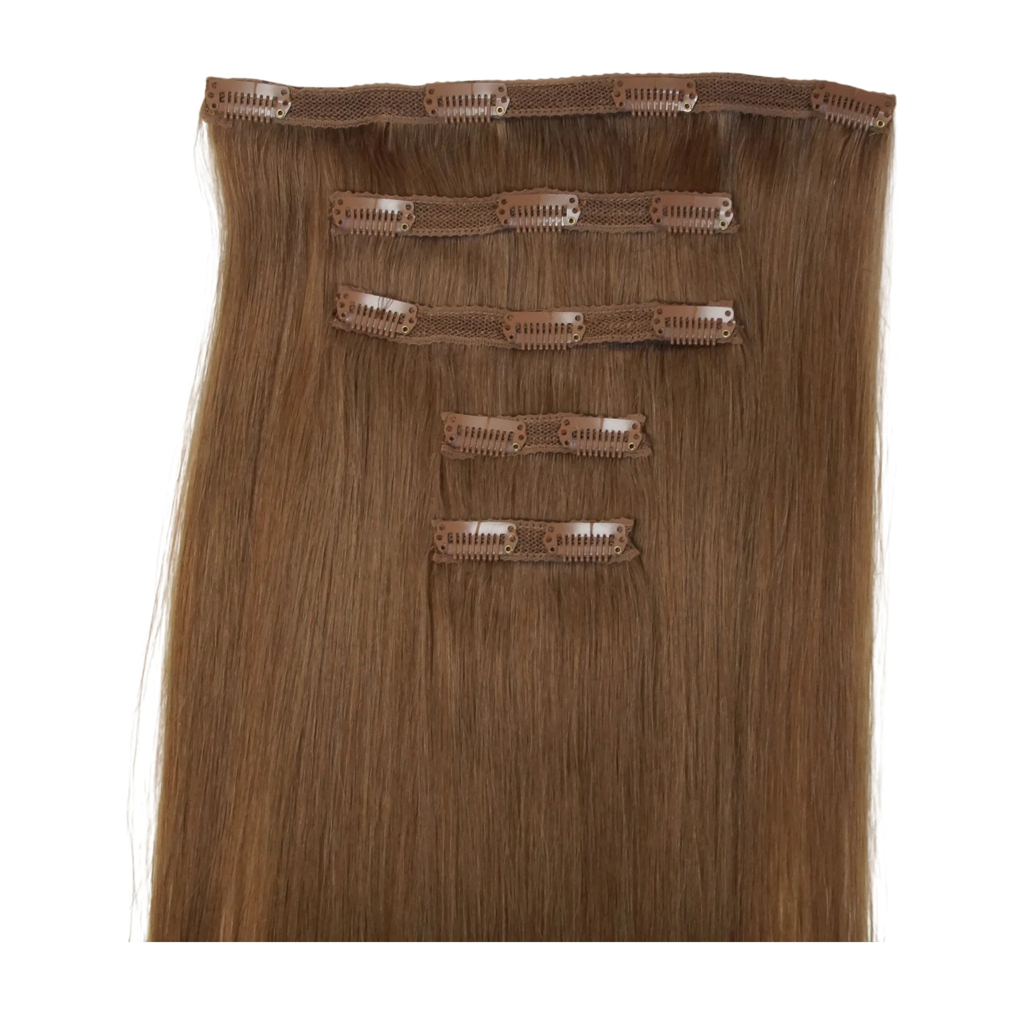 ENVY Clip-In Extension Gingerbread, 5-piece premium remy human hair set for instant length in Cyprus at WOOP