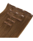 ENVY Clip-In Extension Gingerbread, side view showing clip placement and hair length
