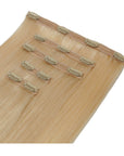 ENVY Clip-In Extension Golden Sand, side view showing clip placement and hair length