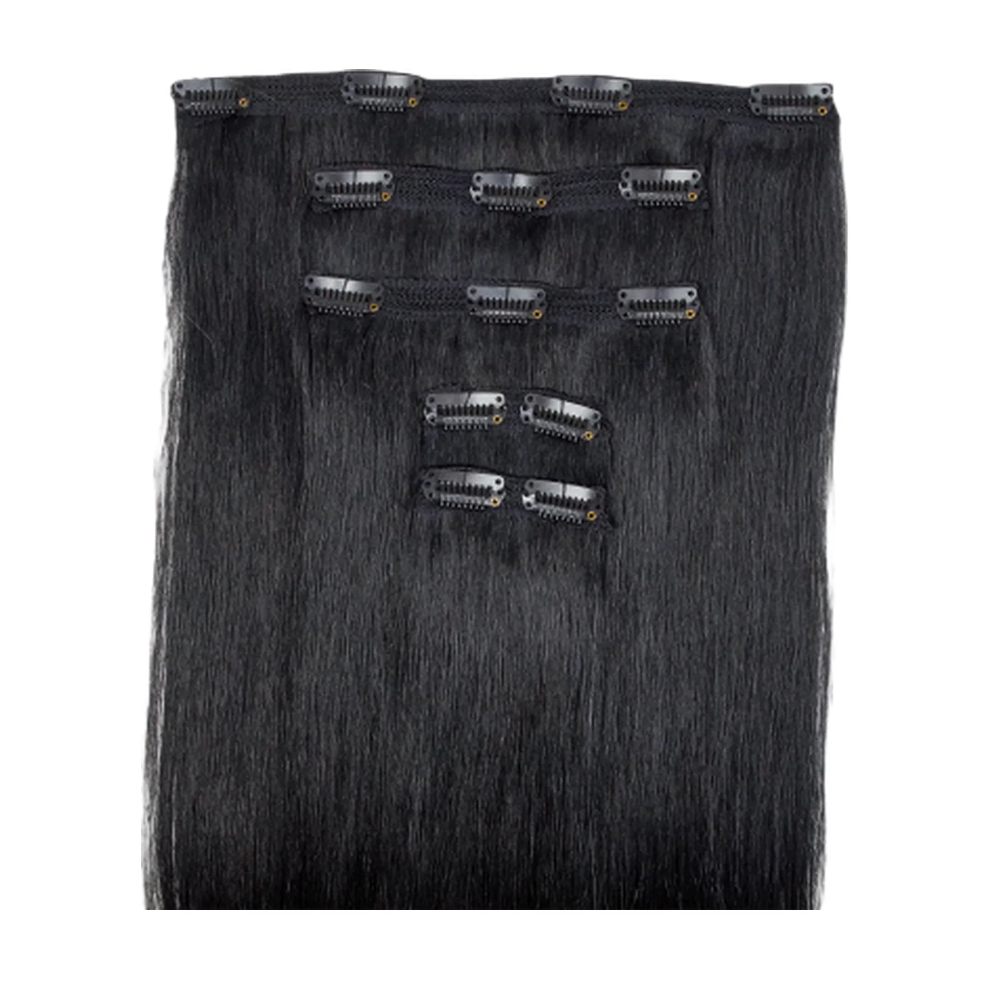 ENVY Clip-In Extension Jet Black, 5-piece premium remy human hair set for instant length in Cyprus at WOOP
