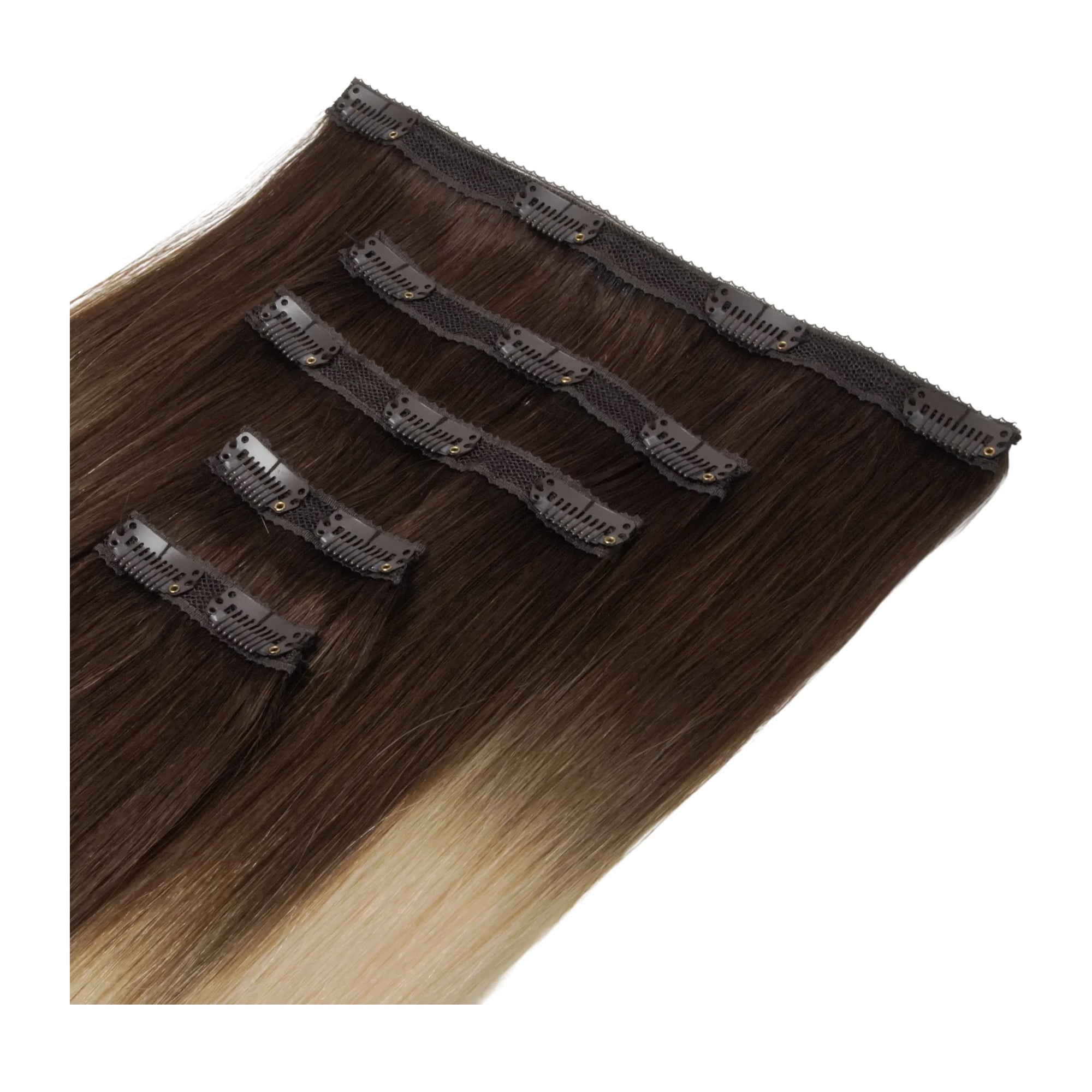 ENVY Clip-In Extension Sunflower, side view showing clip placement and hair length