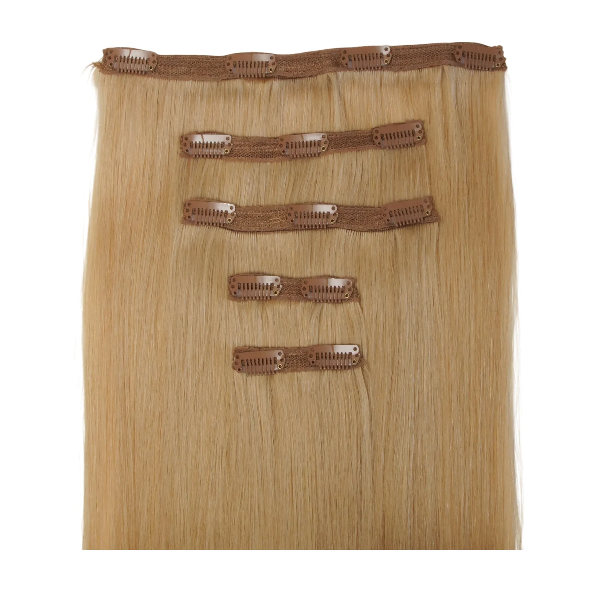 ENVY Clip-In Extension Wheat, 5-piece premium remy human hair set for instant length in Cyprus at WOOP