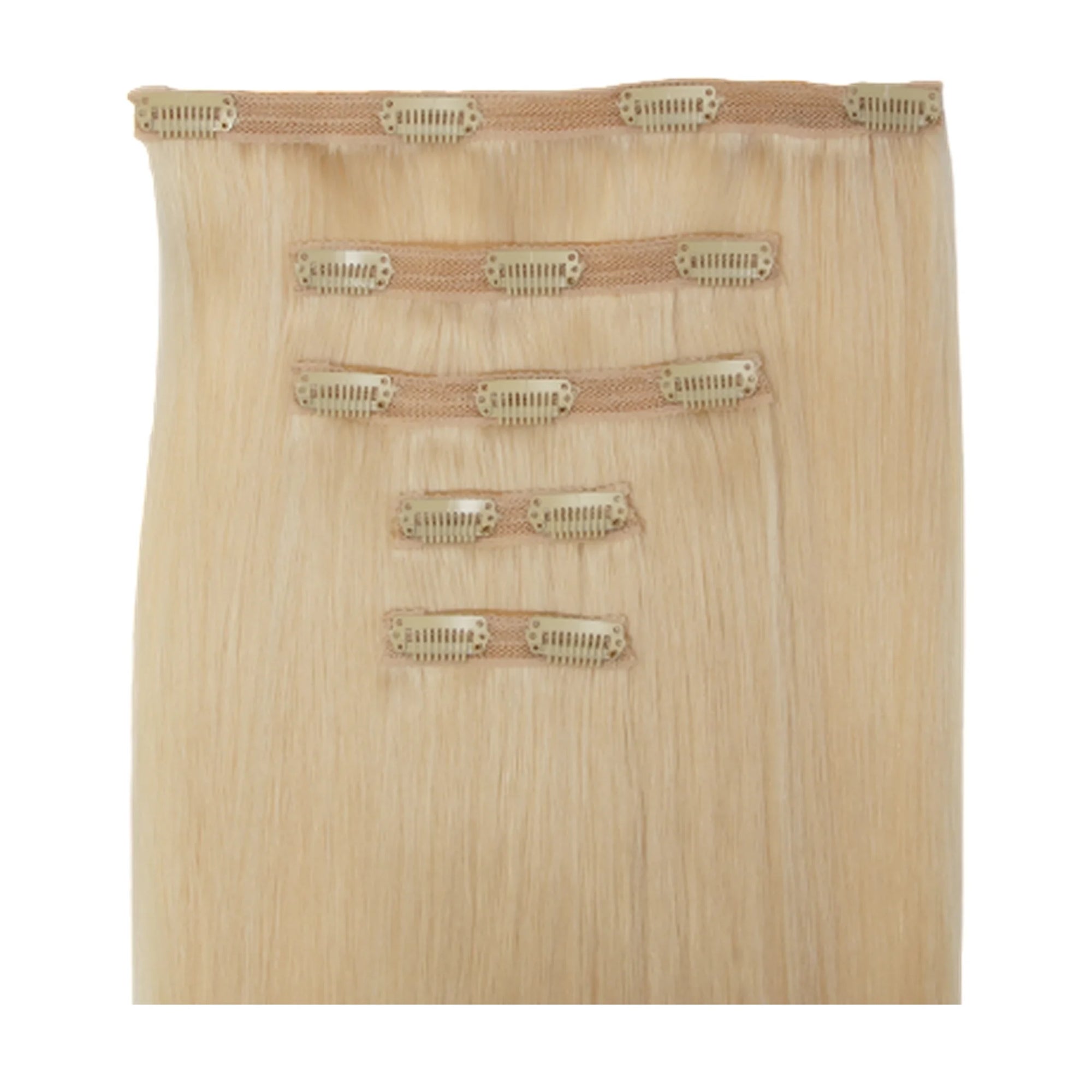ENVY Clip-In Extension White Gold, 5-piece premium remy human hair set for instant length in Cyprus at WOOP