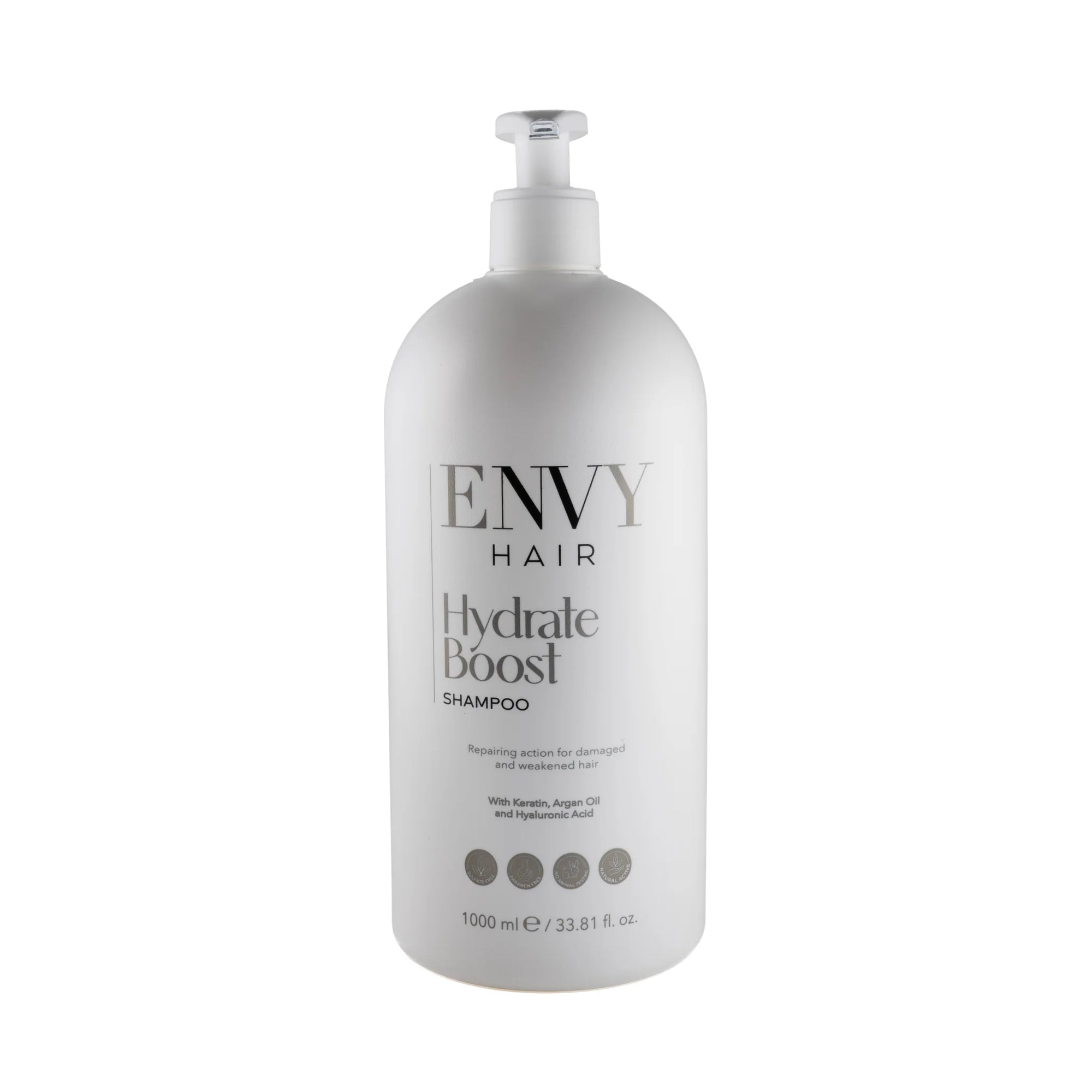 ENVY Hydrate Boost Shampoo 1000ml, repairing keratin and argan oil shampoo for damaged hair in Cyprus at WOOP