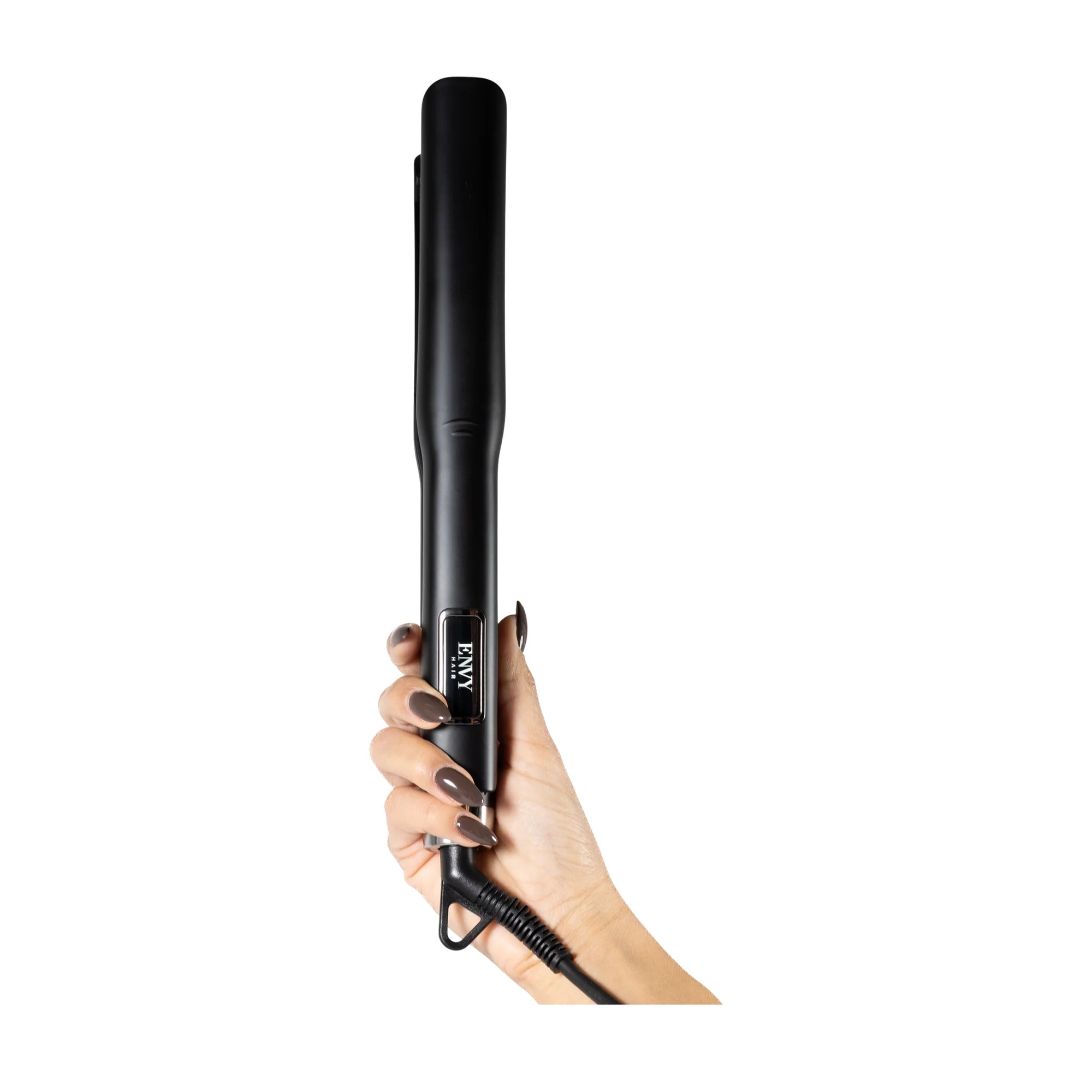 ENVY Nano-Titanium Hair Straightener, in-hand view showing slim ergonomic body