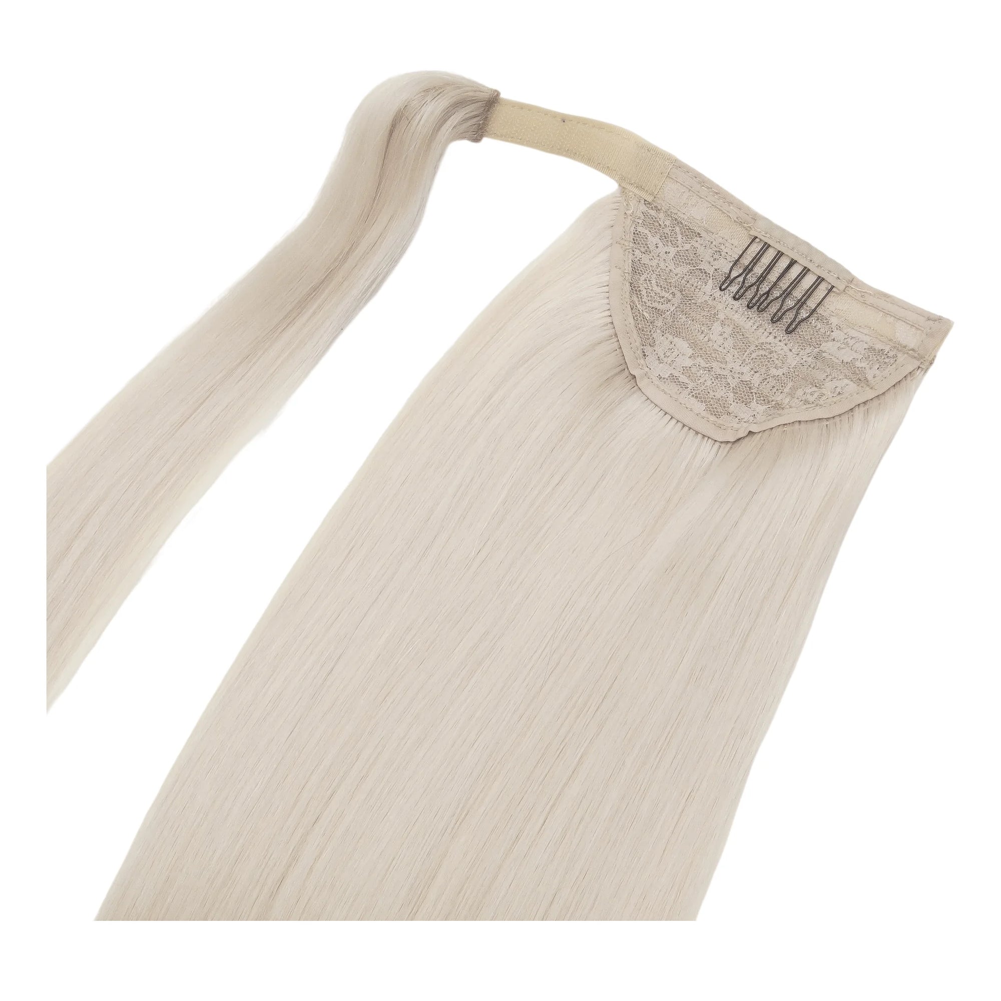 ENVY Ponytail Extension White Gold, hair shown loose to display length and texture