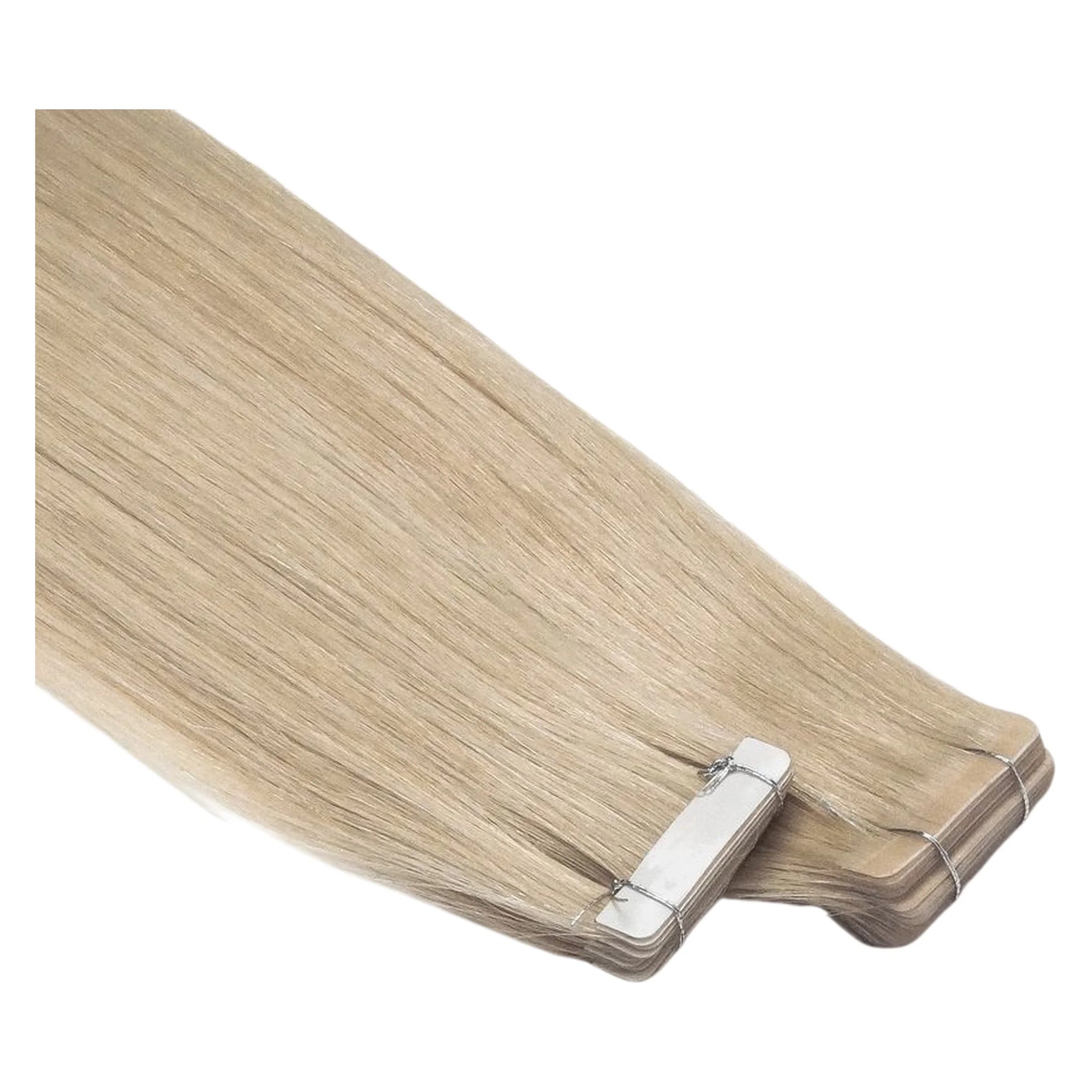 ENVY Ultra Thin Tape Extension Champagne, alternate angle showing tape attachment and hair flow
