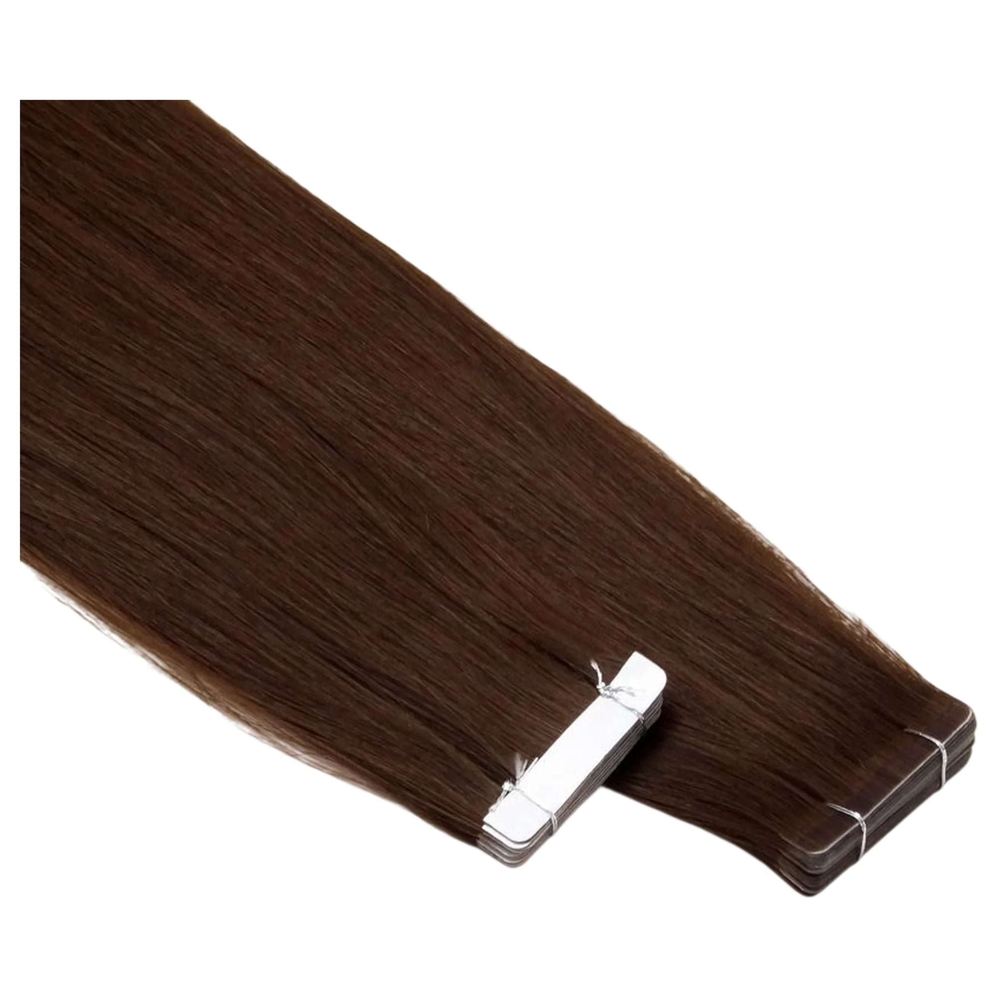 ENVY Ultra Thin Tape Extension Choco Brownie, alternate angle showing tape attachment and hair flow
