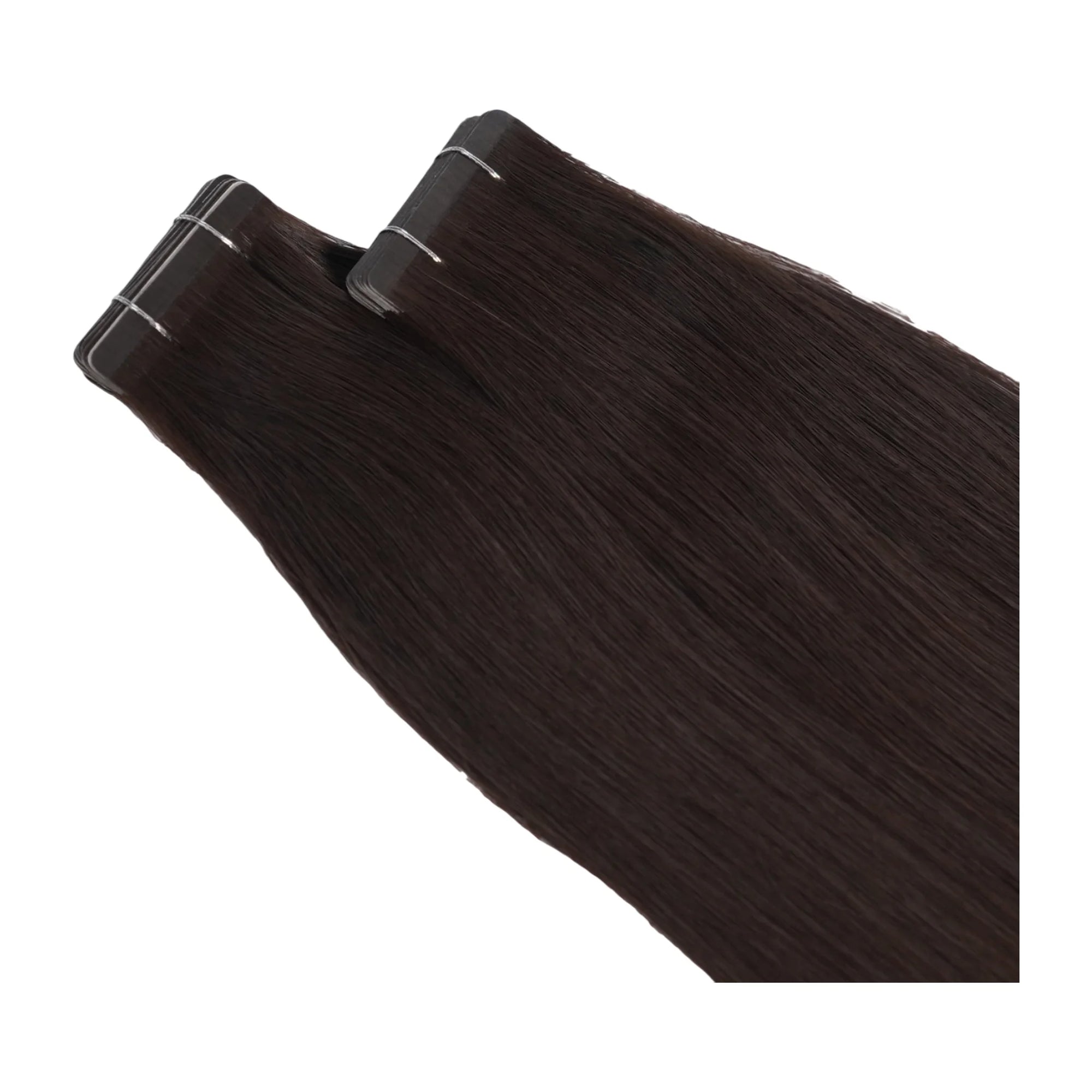 ENVY Ultra Thin Tape Extension Chocolata, alternate angle showing tape attachment and hair flow