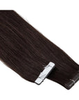 ENVY Ultra Thin Tape Extension Coffee Bean, alternate angle showing tape attachment and hair flow