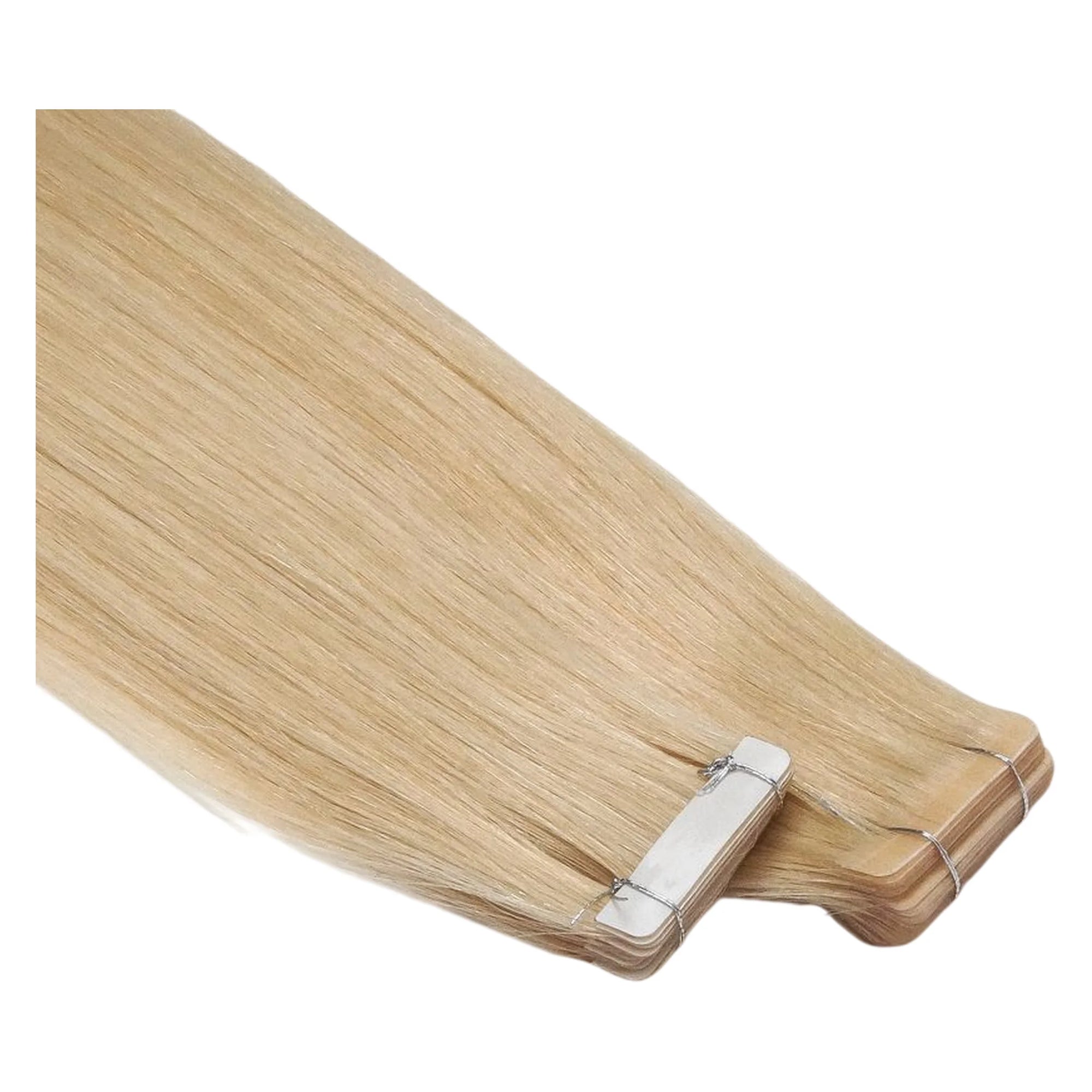 ENVY Ultra Thin Tape Extension Corn Silk, alternate angle showing tape attachment and hair flow