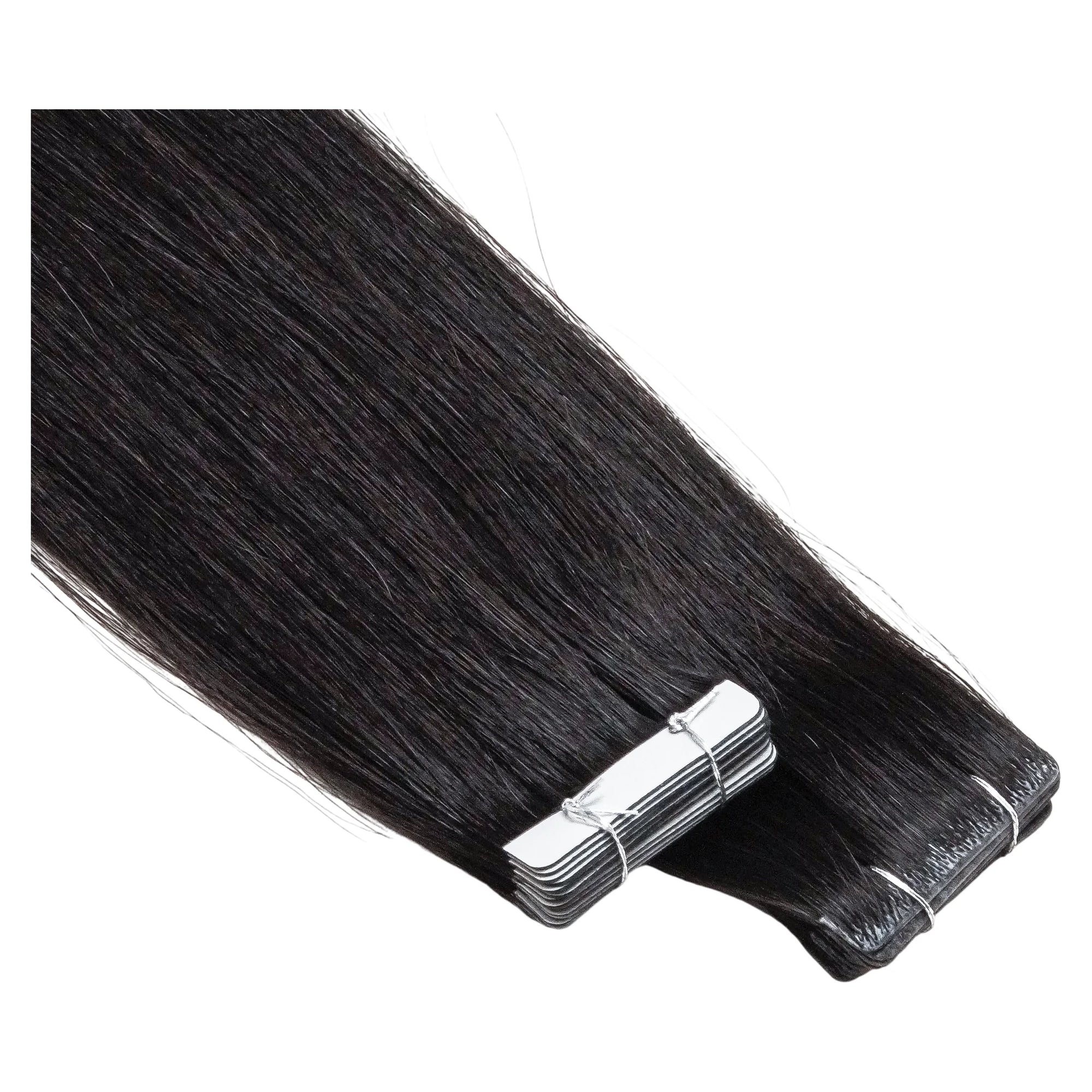 ENVY Ultra Thin Tape Extension Dark Night, alternate angle showing tape attachment and hair flow