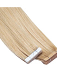 ENVY Ultra Thin Tape Extension White Gold, alternate angle showing tape attachment and hair flow