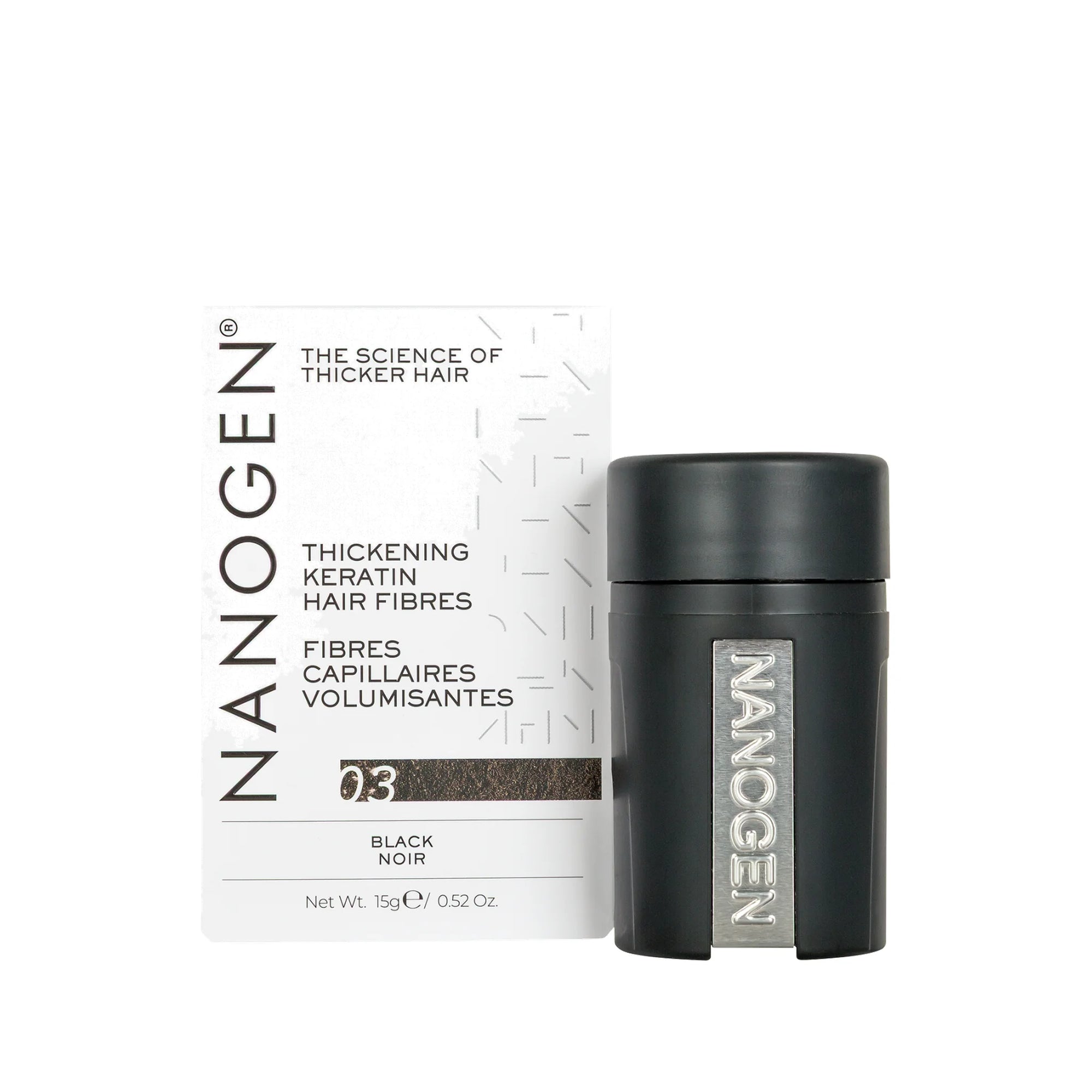 Nanogen Thickening Keratin Hair Fibres Black 15g, instant hair thickening fibres in Cyprus at WOOP