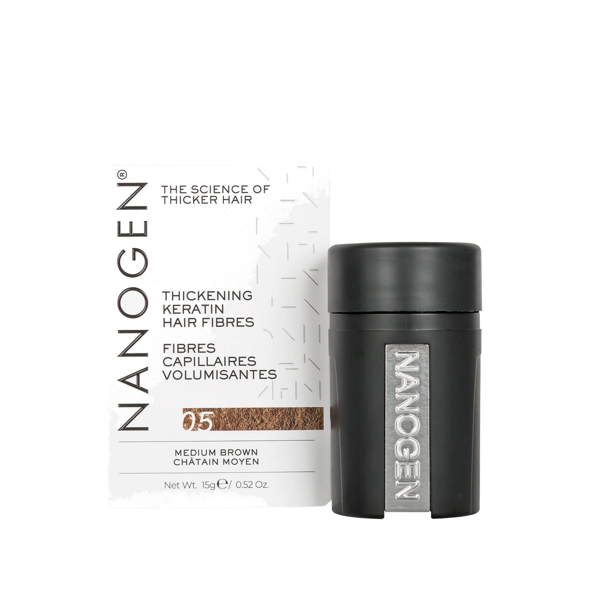 Nanogen Thickening Keratin Hair Fibres Medium Brown 15g, instant hair thickening fibres in Cyprus at WOOP